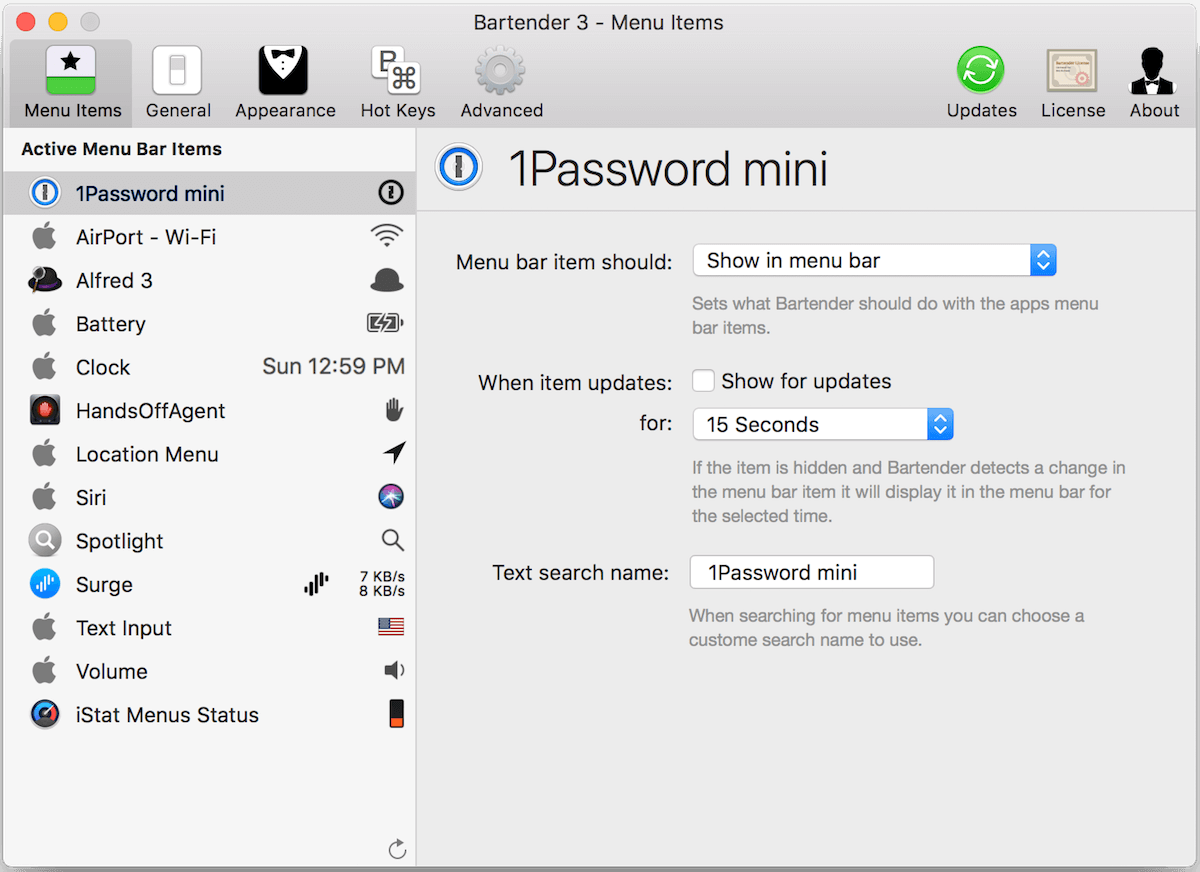 Bartender 3.0.5 for Mac 破解版 整理你的菜单栏应用图标