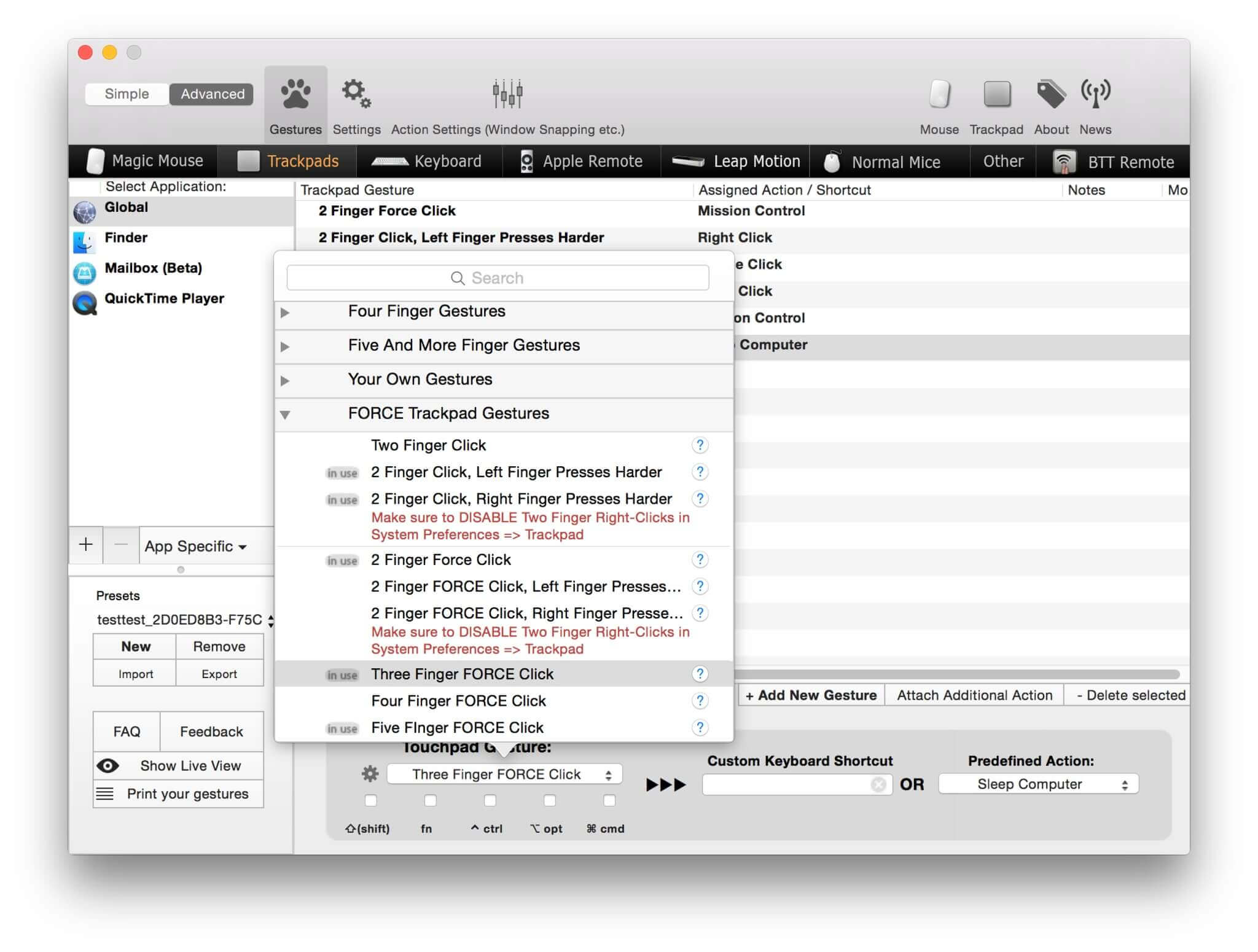 BetterTouchTool 2.297 for Mac 破解版 自定义多点触控板手势