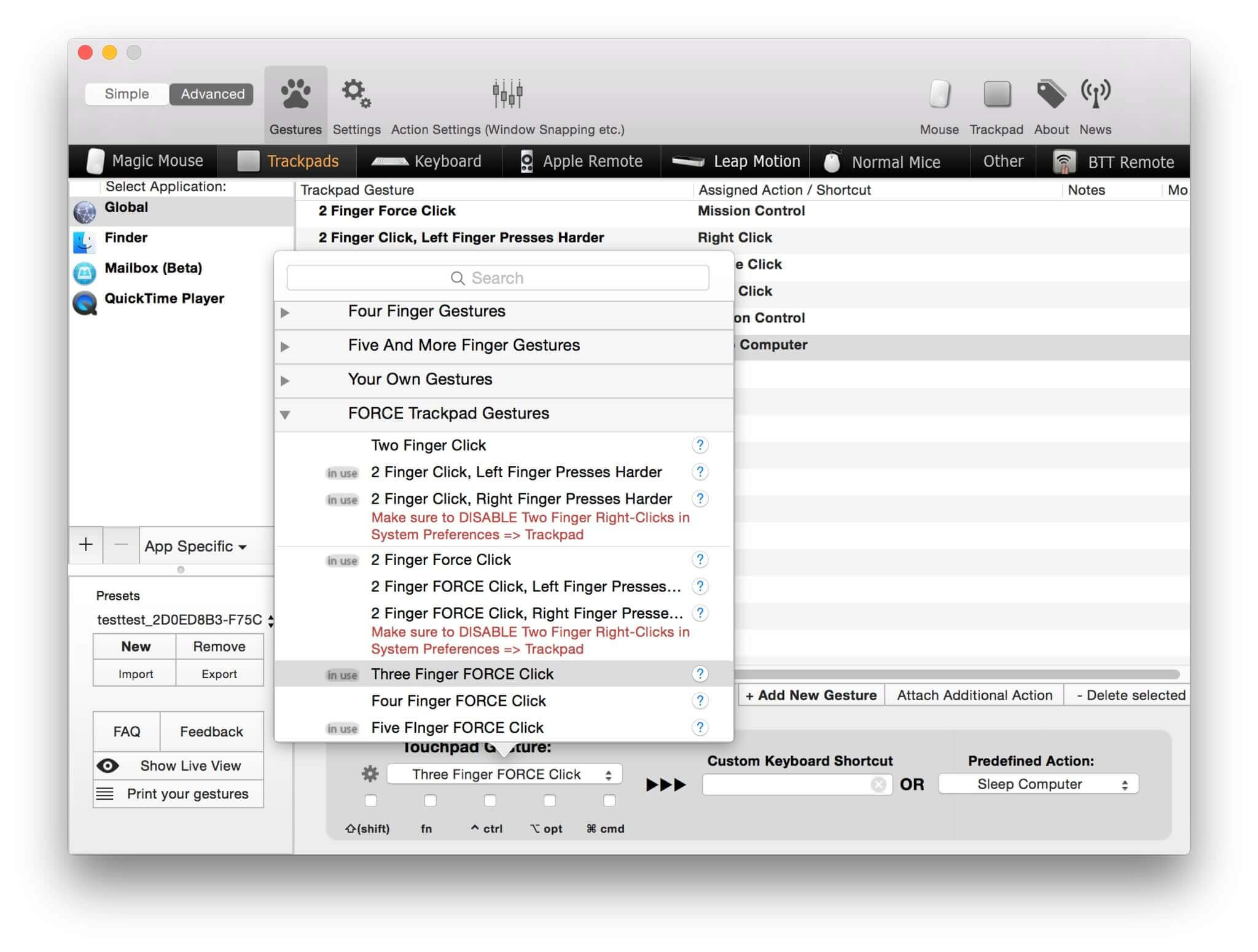 BetterTouchTool 2.313 for Mac 破解版 自定义多点触控板手势