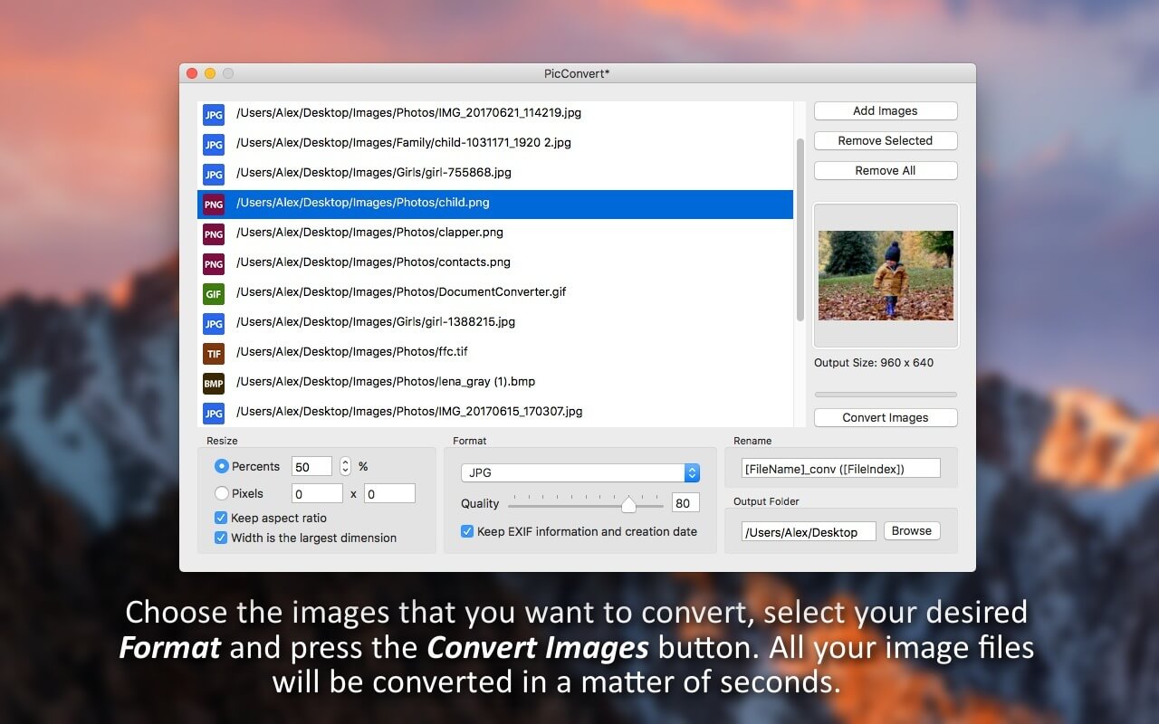 PicConvert 1.1 for Mac 破解版 强大的图像转换器
